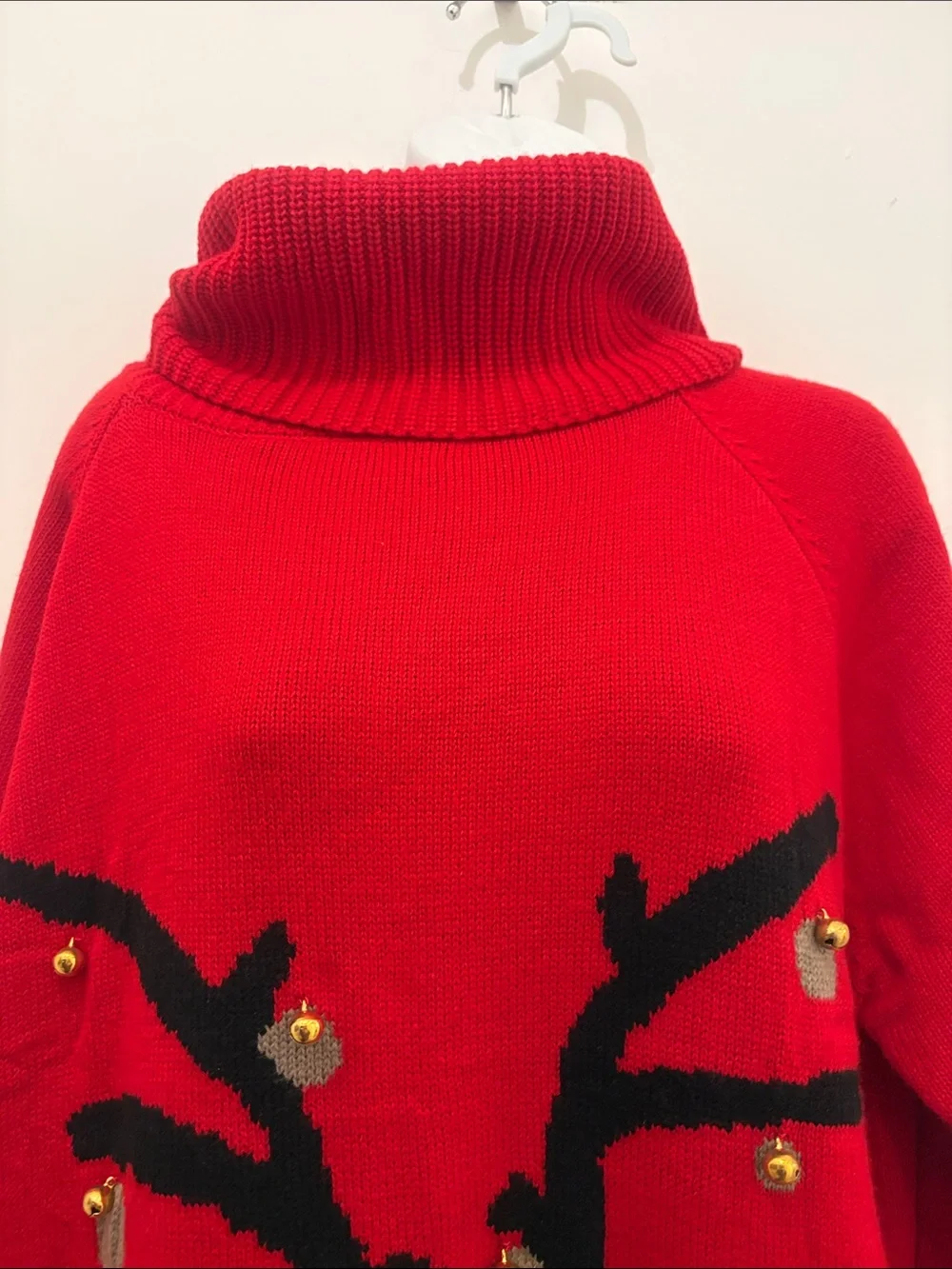Women's Red Reindeer Turtleneck Sweater dress size L new